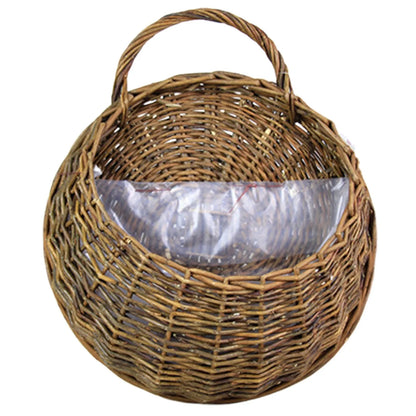 Handmade Wicker Rattan Wall Planter Basket — Natural Hanging Flower Pot for Indoor & Outdoor Garden Decor