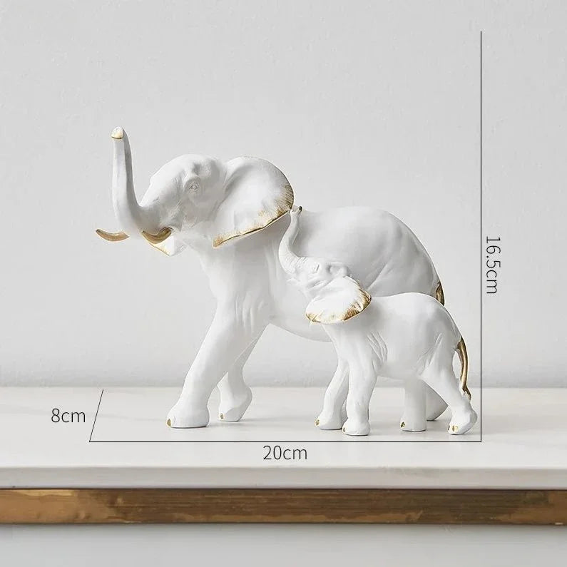 Modern Resin Elephant Statue Pair — Decorative Animal Figurine Sculpture for Living Room & Shelf