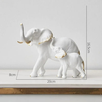 Modern Resin Elephant Statue Pair — Decorative Animal Figurine Sculpture for Living Room & Shelf
