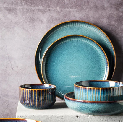 Nordic Kiln Glazed Ceramic Bowl & Plate Collection — Handcrafted Tableware in 10 Styles