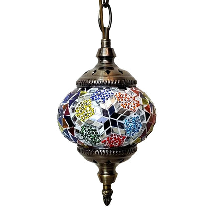 Turkish Moroccan Mosaic Pendant Lamp — Handcrafted Glass Hanging Ceiling Light