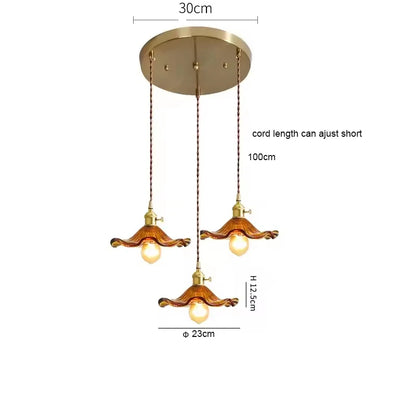Art Deco Copper Glass Pendant Light — Colorful Edison Ceiling Chandelier for Bedroom, Living Room & Bar