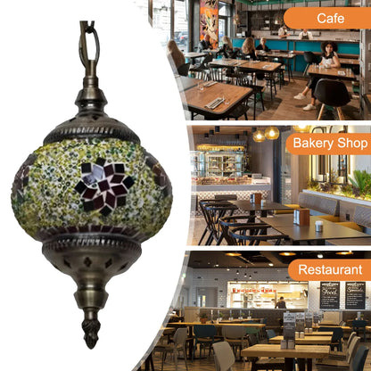 Turkish Moroccan Mosaic Pendant Lamp — Handcrafted Glass Hanging Ceiling Light