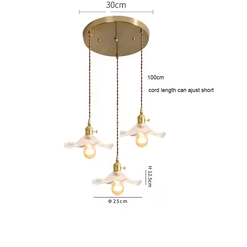 Art Deco Copper Glass Pendant Light — Colorful Edison Ceiling Chandelier for Bedroom, Living Room & Bar