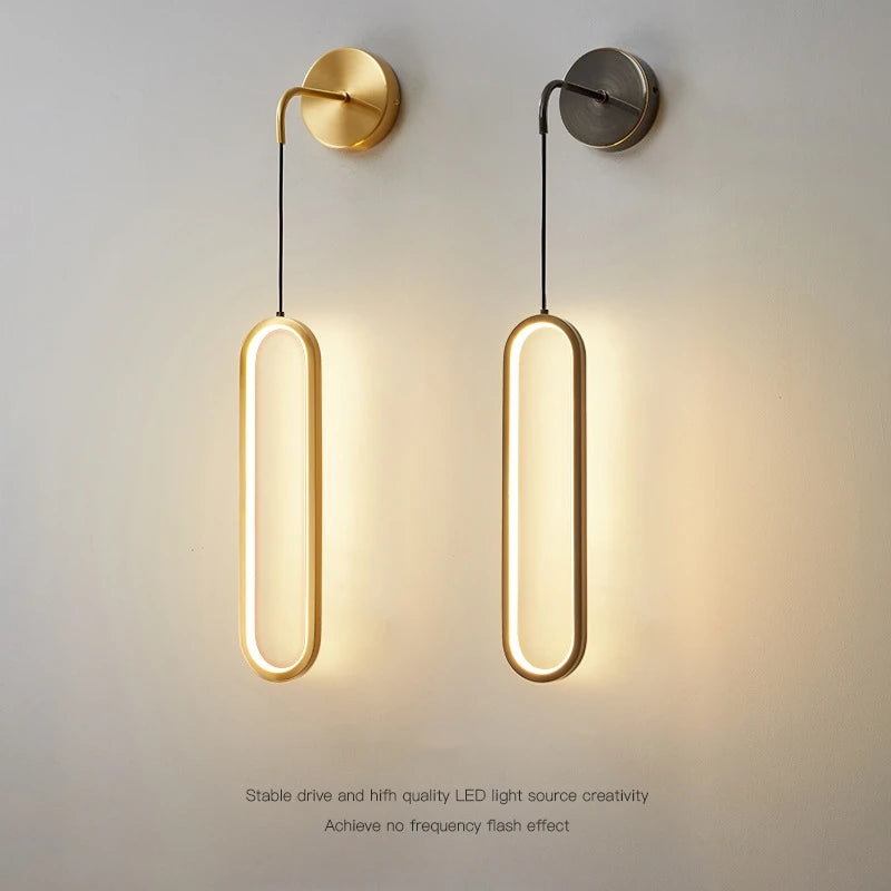 Modern Iron LED Wall Lamp — 3-Color Temperature Bedside & TV Background Light in Black or Gold
