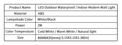 2W LED Wall Lamp — Waterproof Indoor & Outdoor Wall Light in White or Black, 3 Color Temperatures