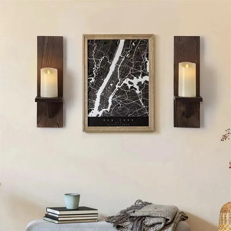 Art Deco Wooden Wall-Mounted Vase Display Rack — Wall Hanging Shelf for Vases, Candles & Home Decor