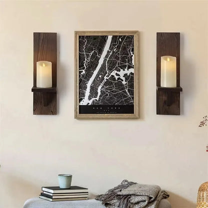 Art Deco Wooden Wall-Mounted Vase Display Rack — Wall Hanging Shelf for Vases, Candles & Home Decor
