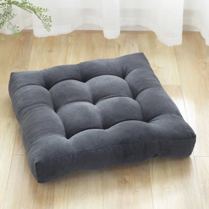 Corduroy Floor Meditation Cushion — Thick Tufted Square Yoga Seat Pillow
