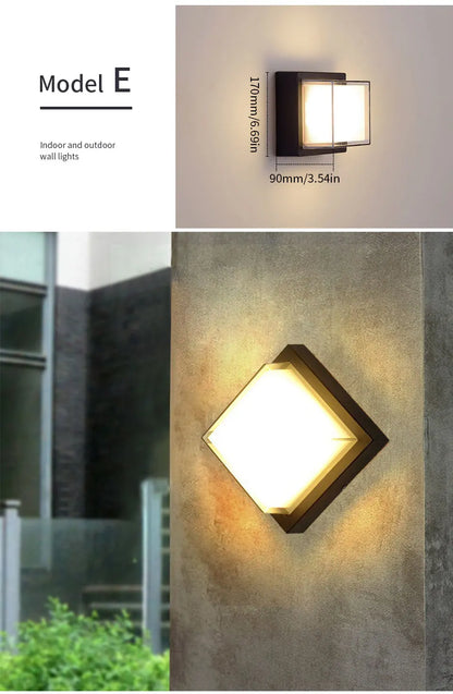 LED Outdoor Wall Lamp with Optional Radar Motion Sensor — IP55 Waterproof in 7 Models & 2 Color Temperatures