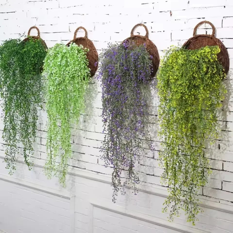 Handmade Wicker Rattan Wall Planter Basket — Natural Hanging Flower Pot for Indoor & Outdoor Garden Decor