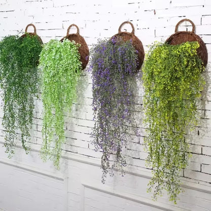 Handmade Wicker Rattan Wall Planter Basket — Natural Hanging Flower Pot for Indoor & Outdoor Garden Decor