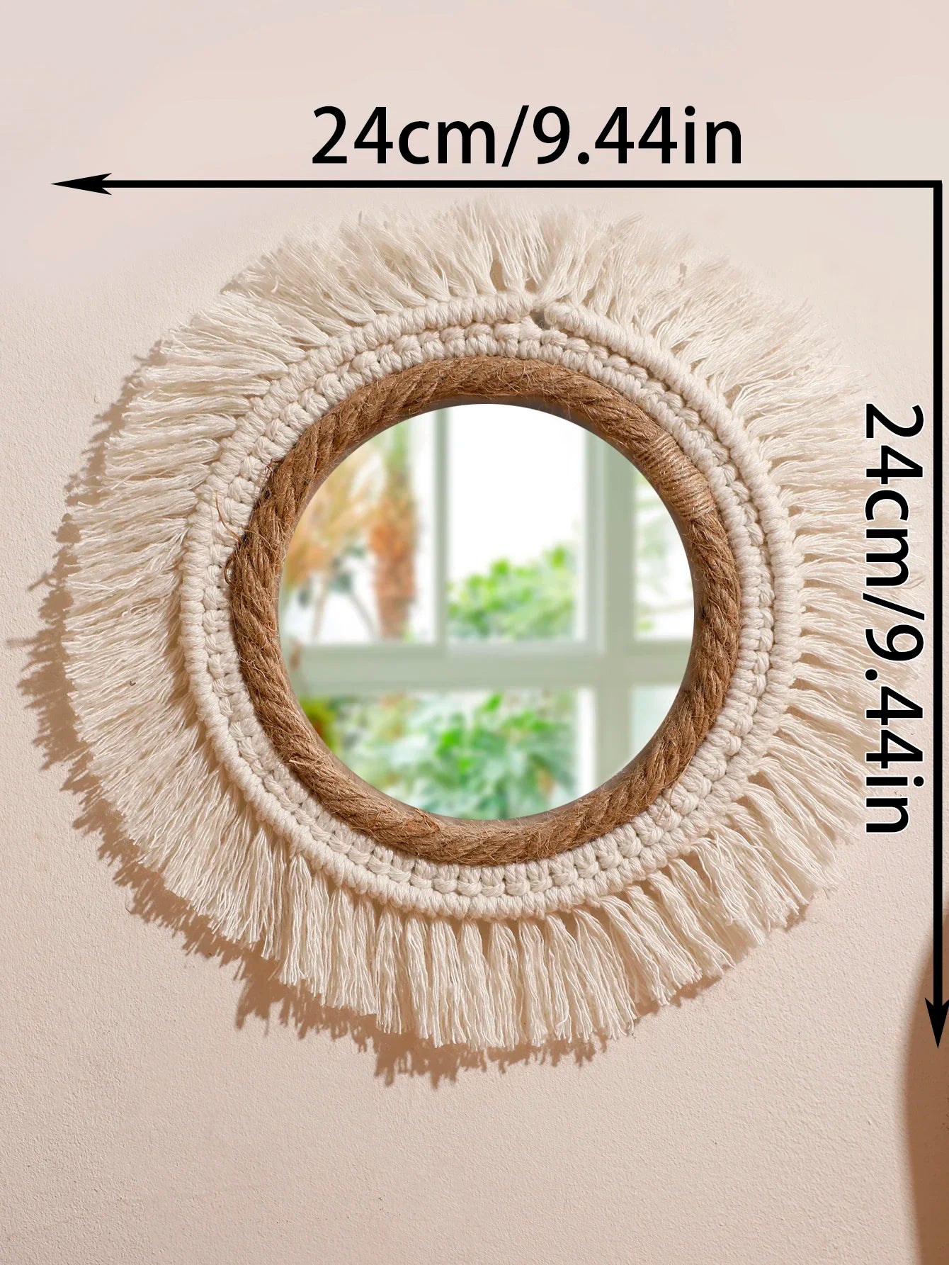 Bohemian Woven Round Wall Mirror — Handmade Boho Decorative Mirror in 3 Sizes