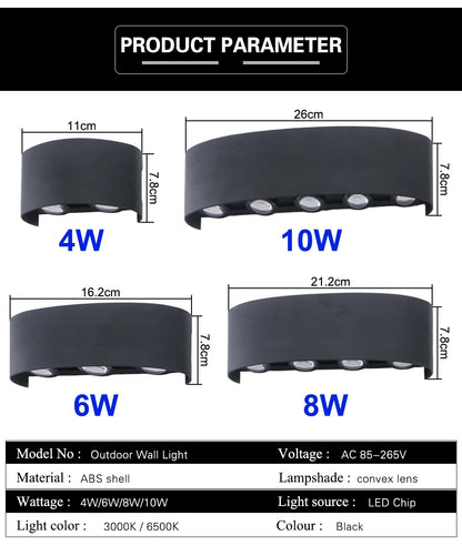 LED Up & Down Wall Lamp — Waterproof Indoor & Outdoor Wall Light in 5 Wattages & 2 Color Temperatures