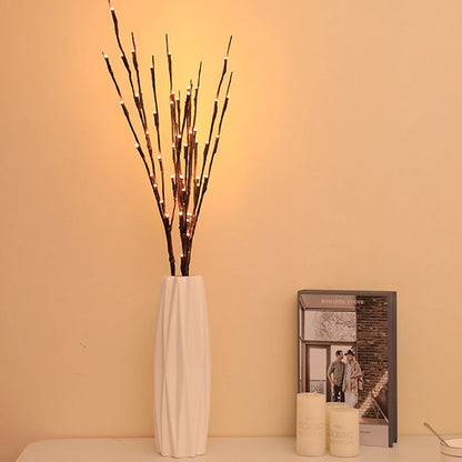 LED Willow Branch Twig Lamp — 20-Bulb Bendable Vase Light for Bedroom & Home Decor in 6 Colors