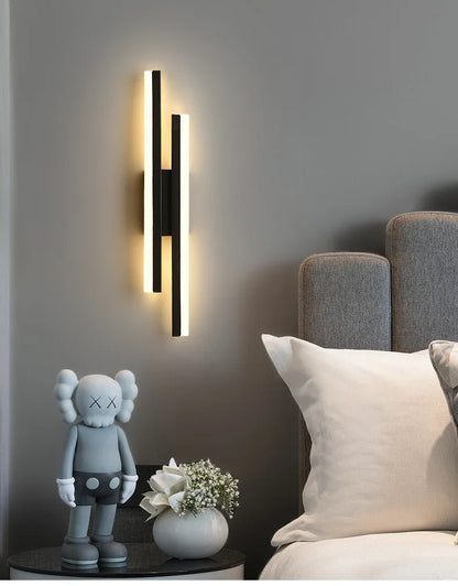 Nordic Dimmable LED Wall Sconce — 3-Color Iron & Acrylic Bedside Lamp in Black or Gold, Left or Right