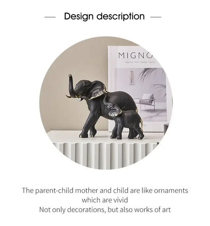 Modern Resin Elephant Statue Pair — Decorative Animal Figurine Sculpture for Living Room & Shelf