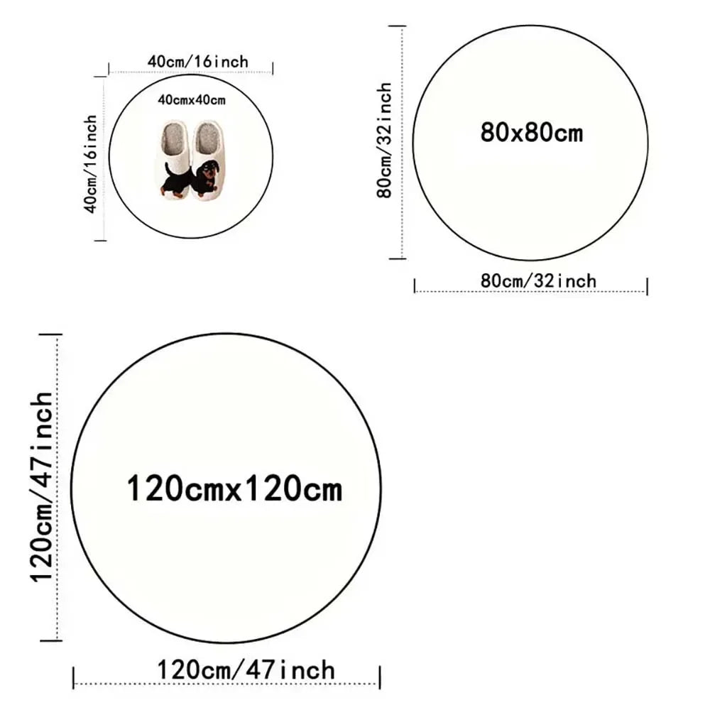 Boho Line Art Round Rug — Beige & Gray Abstract Non-Slip Mat for Living Room & Bedroom