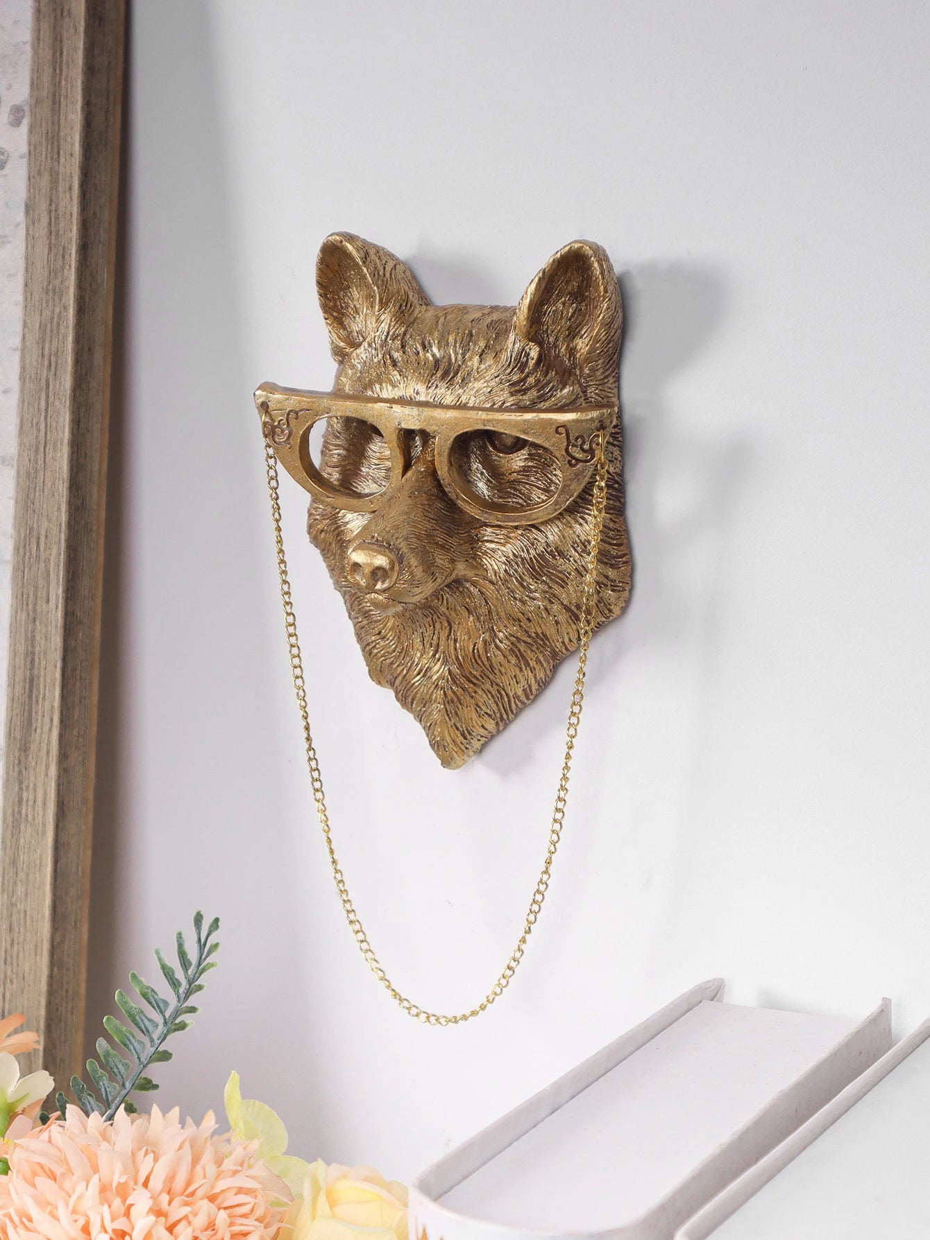 Resin Animal Head Wall Sculpture Set — Whimsical Golden Wall Hanging Decor for Living Room & Bedroom