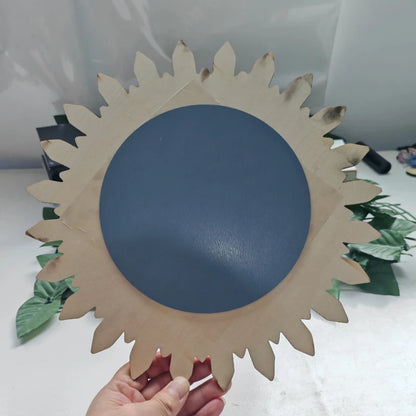 Bohemian Sunflower Wall Mirror — 30cm Wooden Decorative Mirror for Bedroom & Living Room
