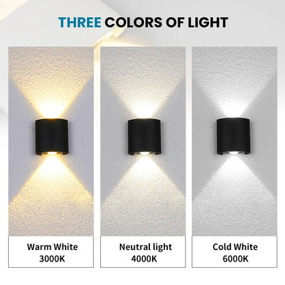 2W LED Wall Lamp — Waterproof Indoor & Outdoor Wall Light in White or Black, 3 Color Temperatures
