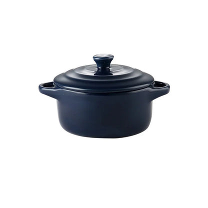 Ceramic Double Ear Bowl with Lid — Glazed Baking Bowl for Steamed Eggs, Soup & Pudding