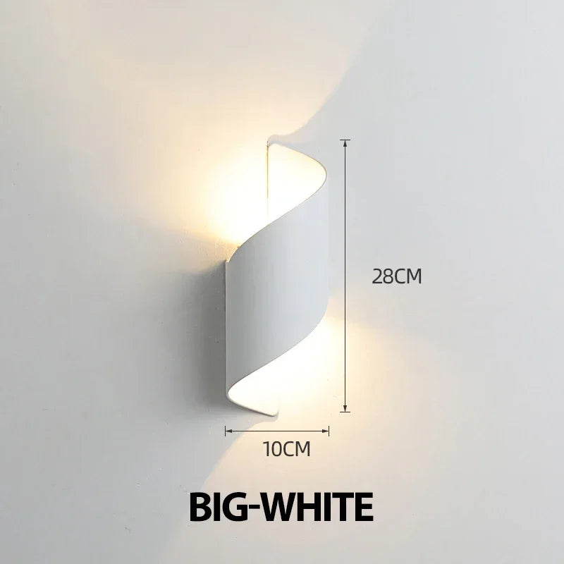 10W Nordic LED Wall Sconce — IP65 Waterproof Spiral Design Indoor & Outdoor Light in 4 Finishes