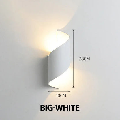 10W Nordic LED Wall Sconce — IP65 Waterproof Spiral Design Indoor & Outdoor Light in 4 Finishes