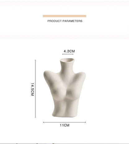 Ceramic Human Form Vase — Nordic Sculptural Body Art Vase for Dried Flowers & Home Decor