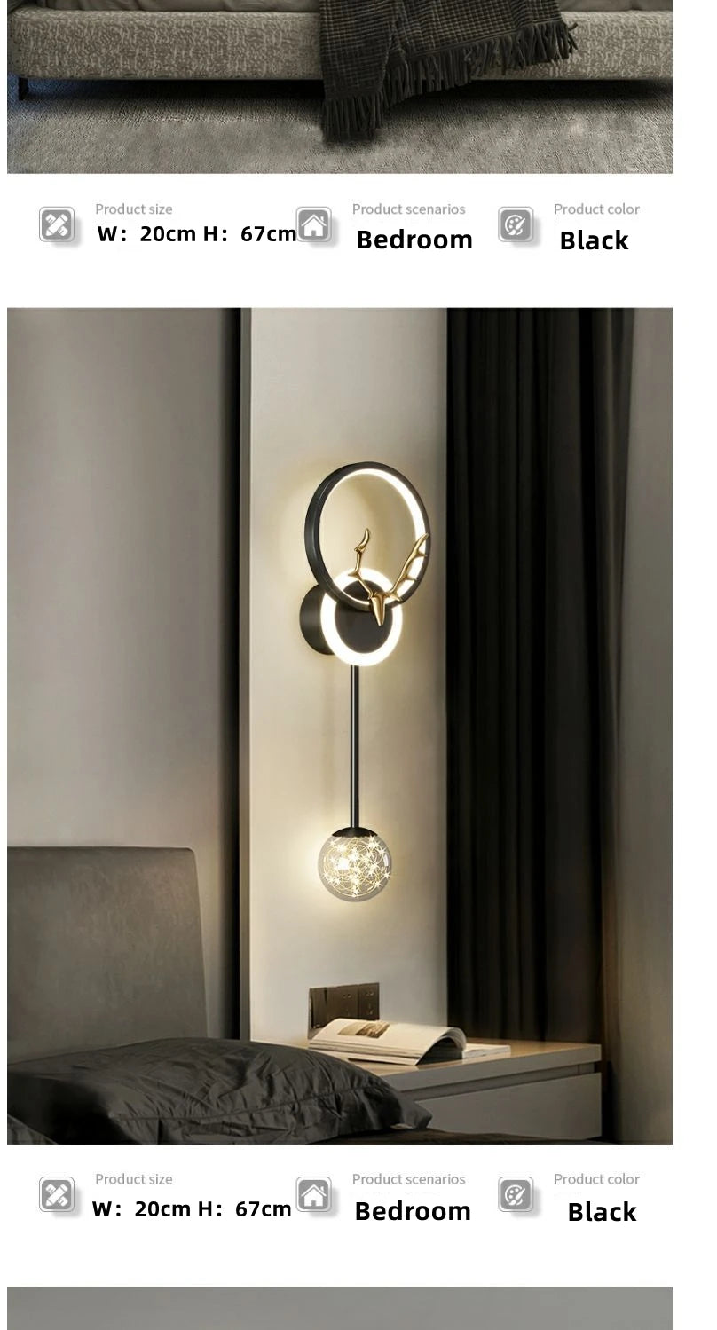 Modern 3-Light Glass Wall Lamp — Touch Switch LED Sconce for Living Room, Bedroom & Dining