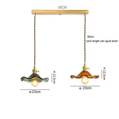 Art Deco Copper Glass Pendant Light — Colorful Edison Ceiling Chandelier for Bedroom, Living Room & Bar