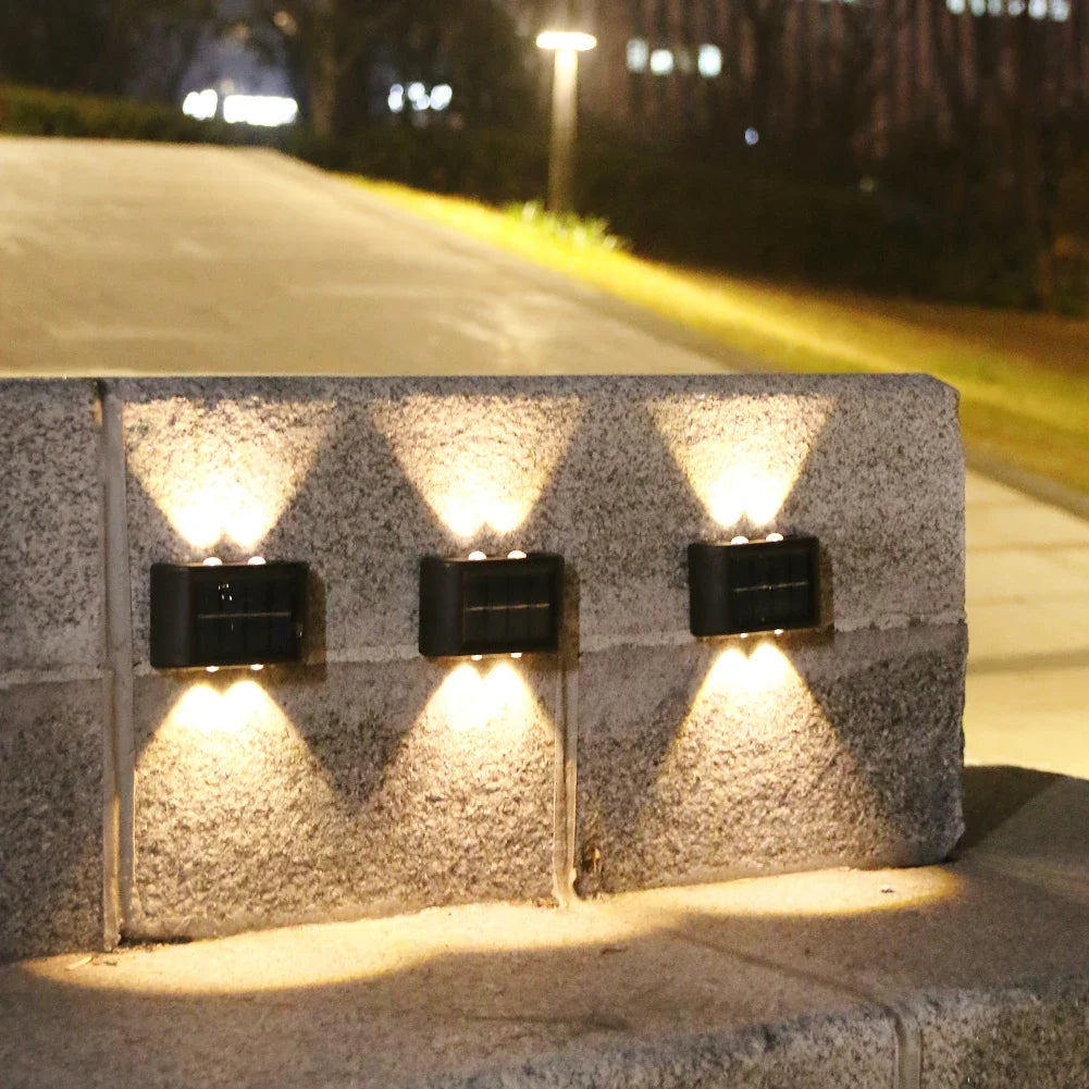 Solar Outdoor Wall Lamp — IP65 Waterproof Up & Down Warm Light for Garden, Balcony & Yard in 6 Sizes