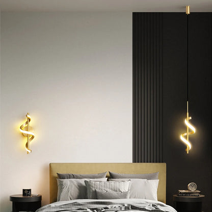 Nordic Copper LED Wall Sconce — 3-Color Switchable Bedside & Living Room Lamp in Black or Gold, 2 Styles
