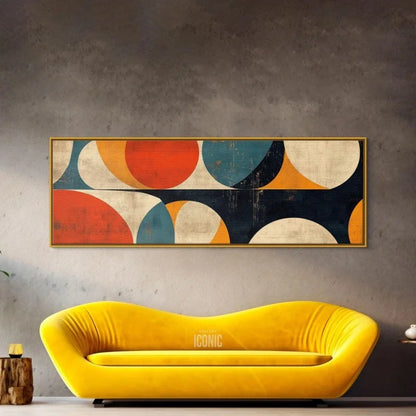 Bauhaus Abstract Panoramic Canvas Wall Art — Wide Unframed Mid-Century Print for Living Room