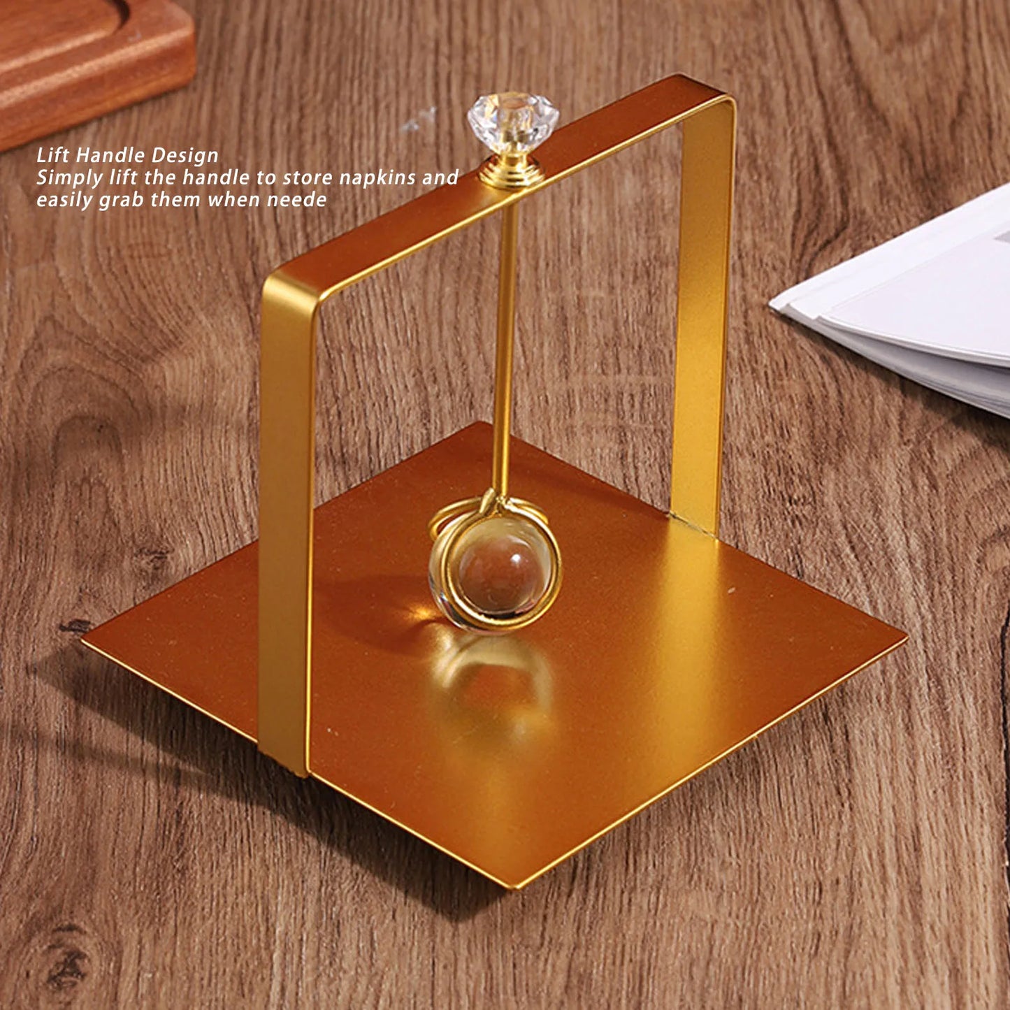 Modern Metal Napkin Holder with Lift Handle — Elegant Square Dispenser for Home & Dining
