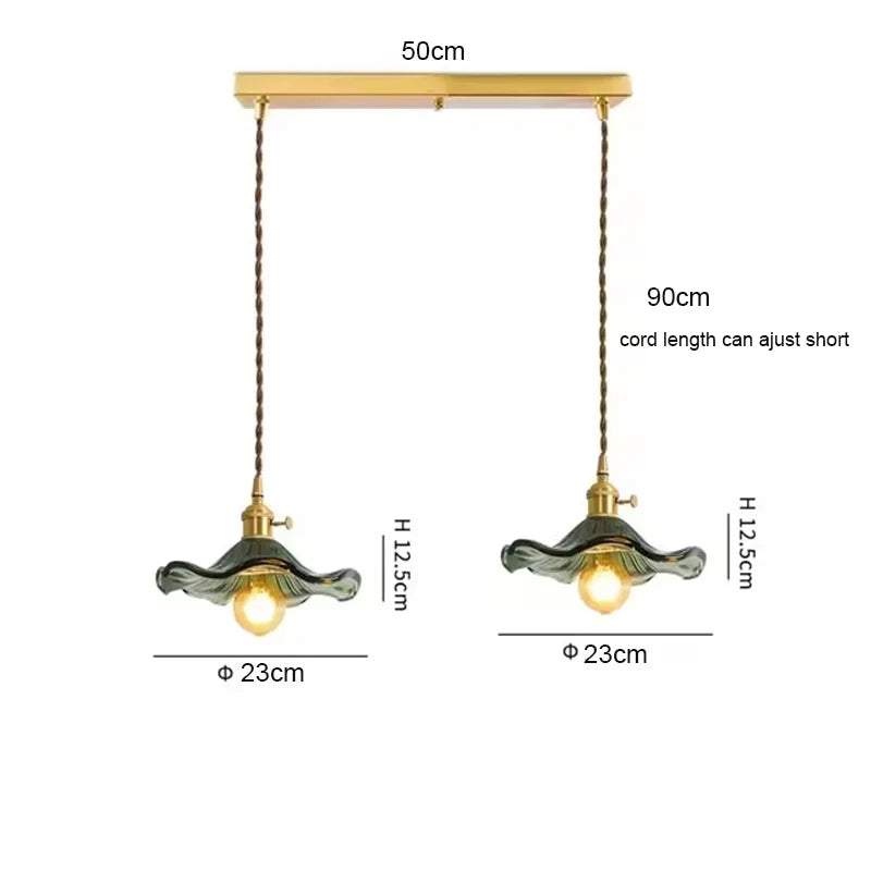 Art Deco Copper Glass Pendant Light — Colorful Edison Ceiling Chandelier for Bedroom, Living Room & Bar