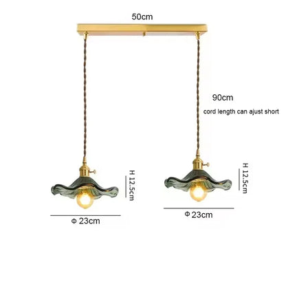 Art Deco Copper Glass Pendant Light — Colorful Edison Ceiling Chandelier for Bedroom, Living Room & Bar