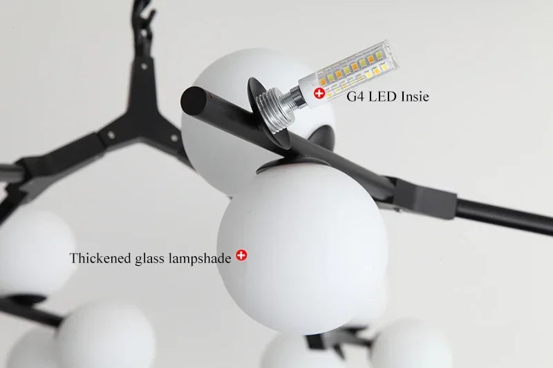 Modern Glass Ball Branch Chandelier — LED Ceiling Light for Living Room & Dining Room