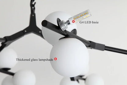 Modern Glass Ball Branch Chandelier — LED Ceiling Light for Living Room & Dining Room