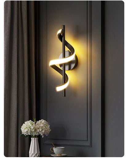 Nordic Copper LED Wall Sconce — 3-Color Switchable Bedside & Living Room Lamp in Black or Gold, 2 Styles