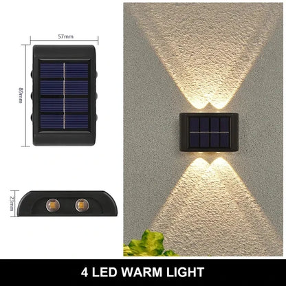 Solar Outdoor Wall Lamp — IP65 Waterproof Up & Down Warm Light for Garden, Balcony & Yard in 6 Sizes