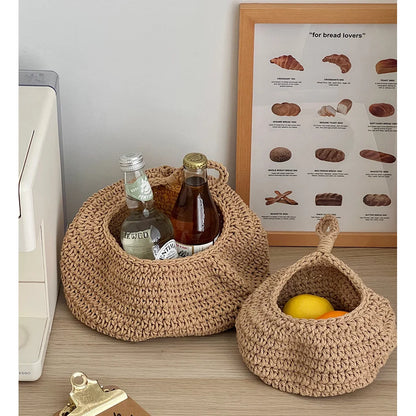 Handwoven Hanging Wall Basket — Natural Plant Fiber Fruit, Vegetable & Plant Organizer