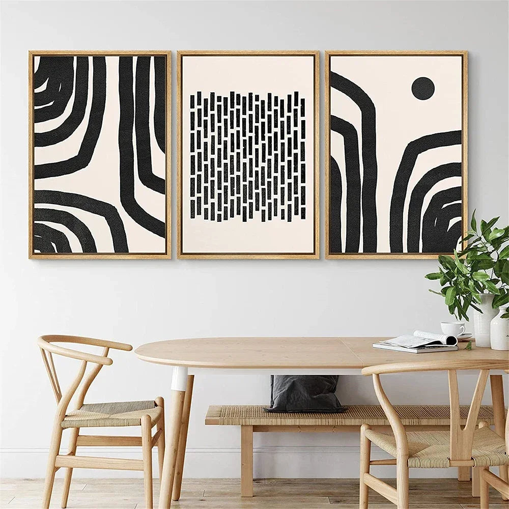 Mid-Century Abstract Black Arches Canvas Wall Art — Unframed HD Print for Living Room & Bedroom