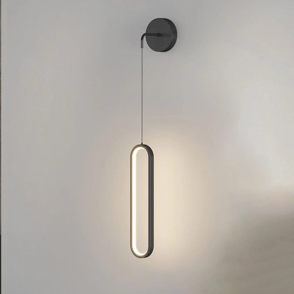 Modern Iron LED Wall Lamp — 3-Color Temperature Bedside & TV Background Light in Black or Gold
