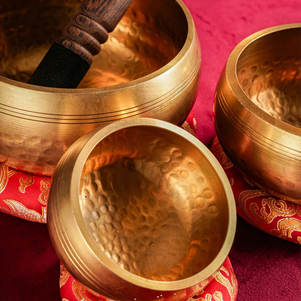 Tibetan Singing Bowl Set — Hand-Hammered Meditation Bowl for Yoga, Chakra & Stress Relief