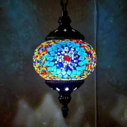 Turkish Moroccan Mosaic Pendant Lamp — Handcrafted Glass Hanging Ceiling Light