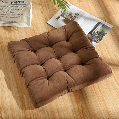 Corduroy Floor Meditation Cushion — Thick Tufted Square Yoga Seat Pillow