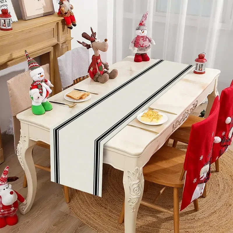 Black Striped Minimalist Table Runner — Waterproof Indoor & Outdoor Dining Runner in 6 Sizes