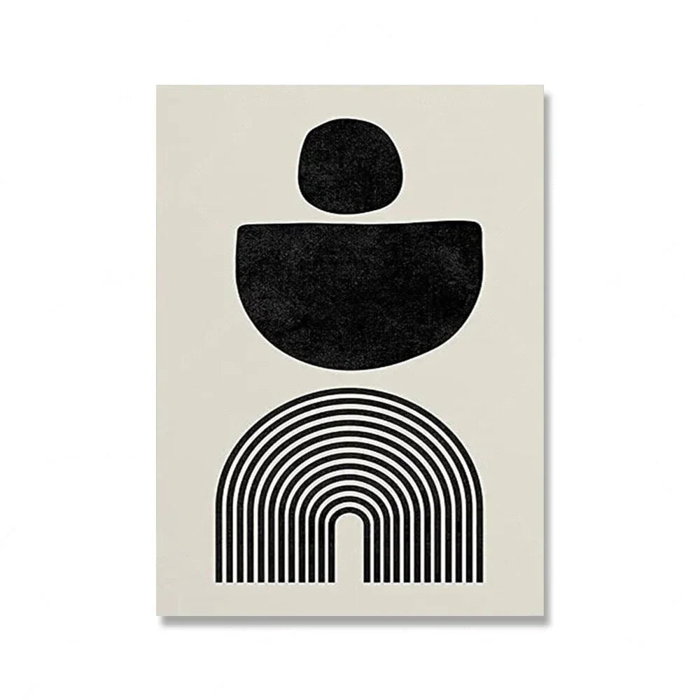 Mid-Century Abstract Black Arches Canvas Wall Art — Unframed HD Print for Living Room & Bedroom