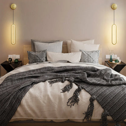 Modern Iron LED Wall Lamp — 3-Color Temperature Bedside & TV Background Light in Black or Gold